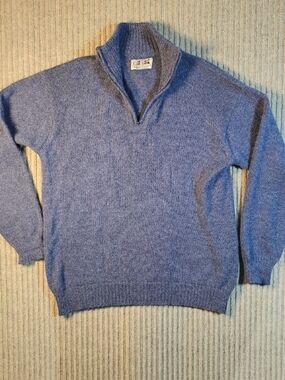Sumac Alpaca By Perez Baby Alpaca Gray Quarter Zip Hand Knit Mens Sweater